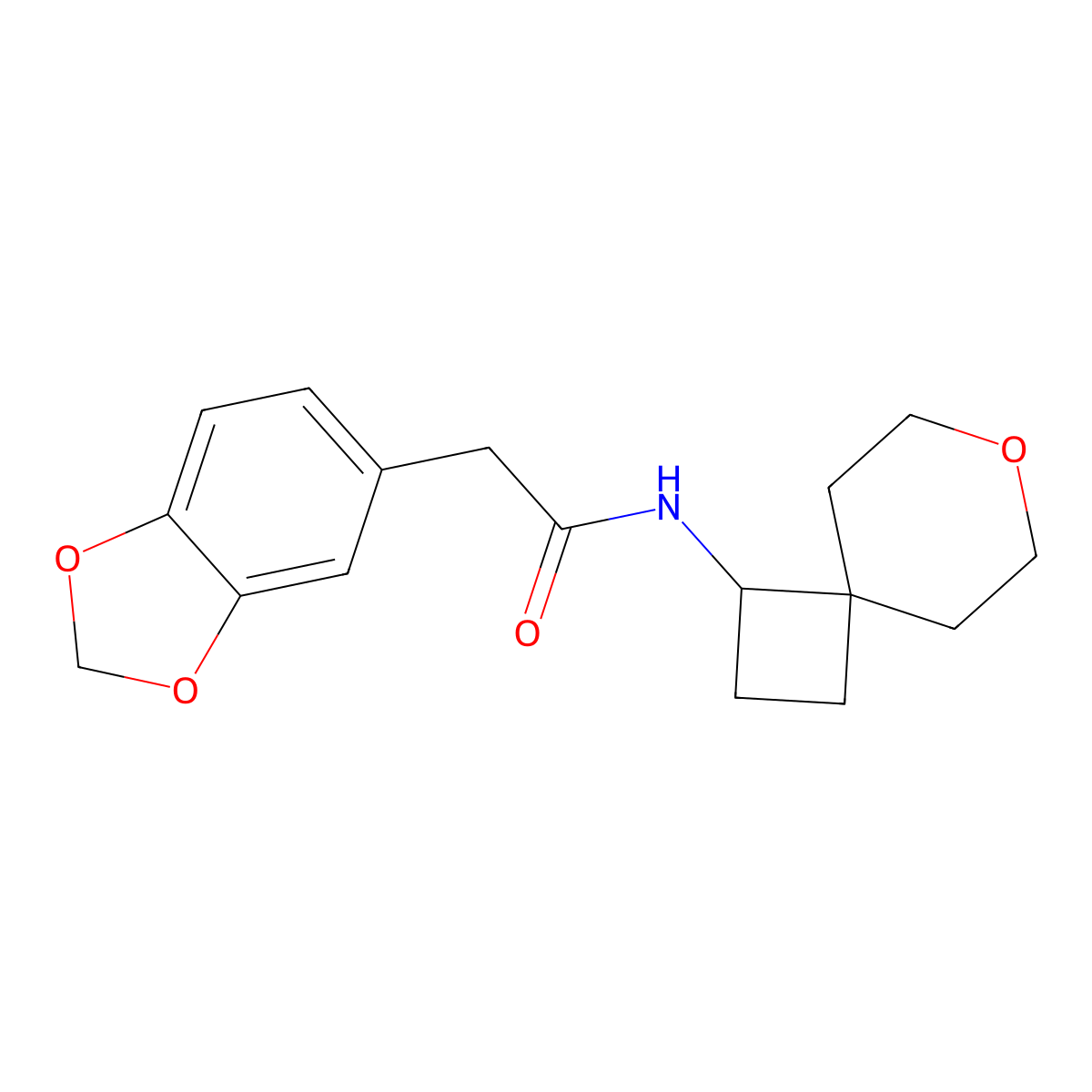 2-(benzo[d][1,3]dioxol-5-yl)-N-(7-oxaspiro[3.5]nonan-1-yl)acetamide molecular structure, CAS 2310208-65-0