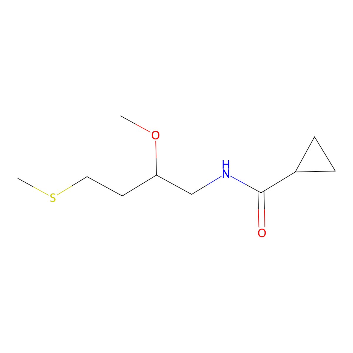 N-[2-methoxy-4-(methylsulfanyl)butyl]cyclopropanecarboxamide molecular structure, CAS 2310221-51-1
