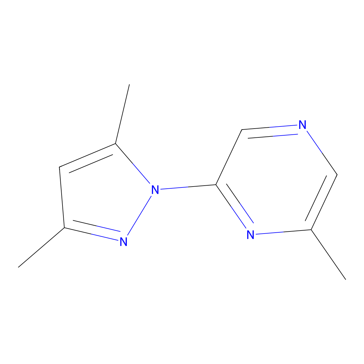 2-(3,5-dimethyl-1H-pyrazol-1-yl)-6-methylpyrazine molecular structure, CAS 2310221-61-3