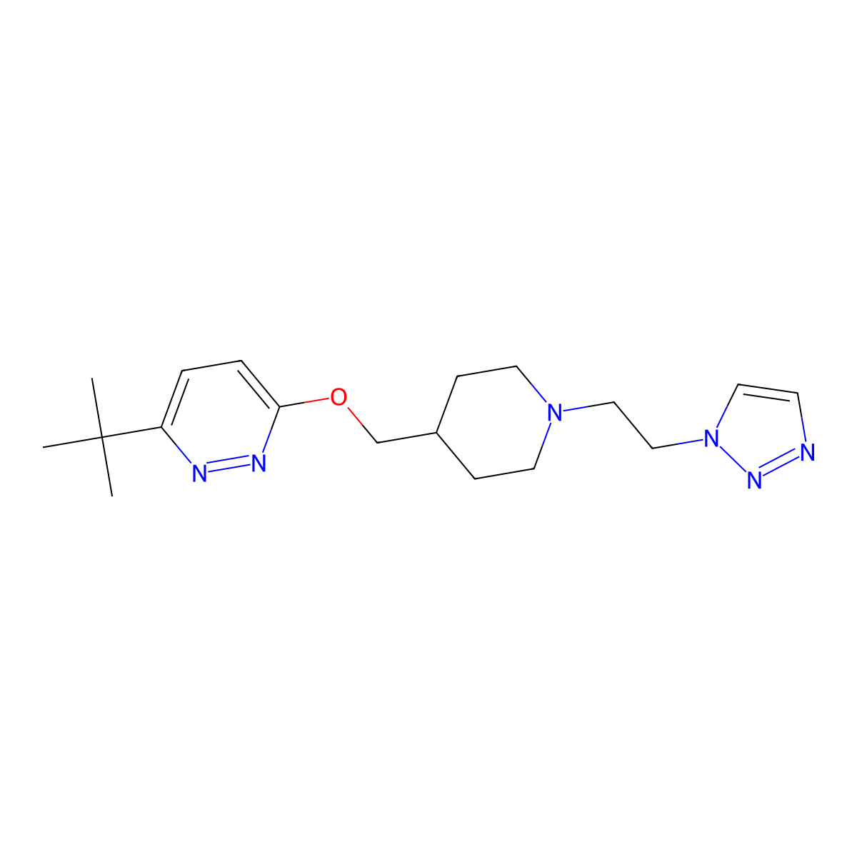 3-tert-butyl-6-({1-[2-(1H-1,2,3-triazol-1-yl)ethyl]piperidin-4-yl}methoxy)pyridazine molecular structure, CAS 2310221-72-6