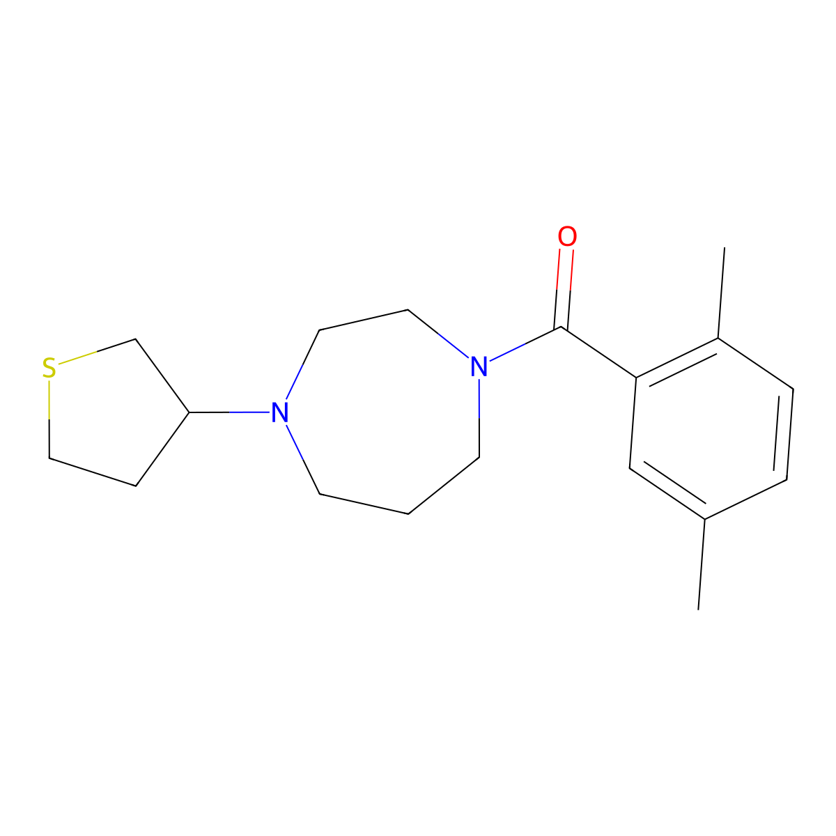 1-(2,5-Dimethylbenzoyl)-4-(thiolan-3-yl)-1,4-diazepane molecular structure, CAS 2310221-85-1