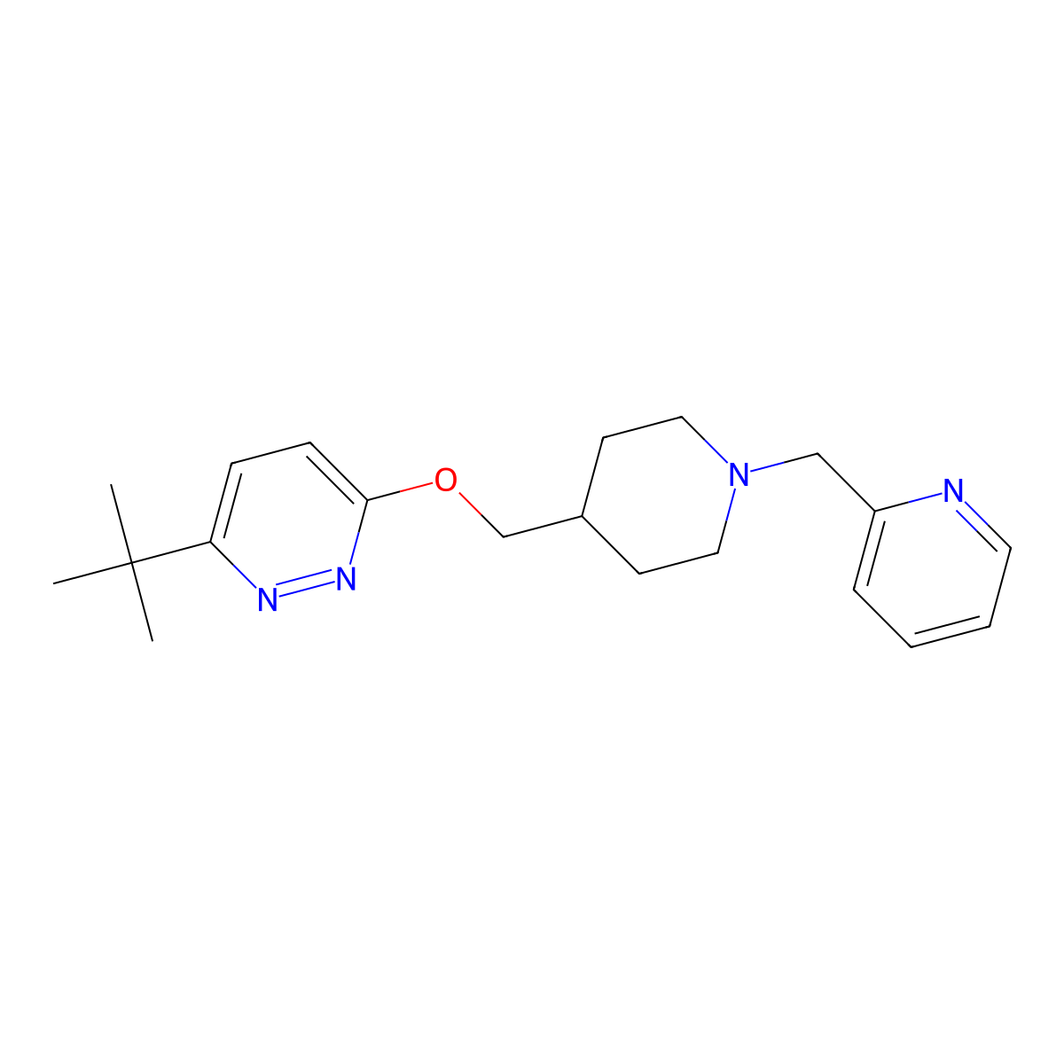 3-Tert-butyl-6-({1-[(pyridin-2-yl)methyl]piperidin-4-yl}methoxy)pyridazine molecular structure, CAS 2310222-01-4