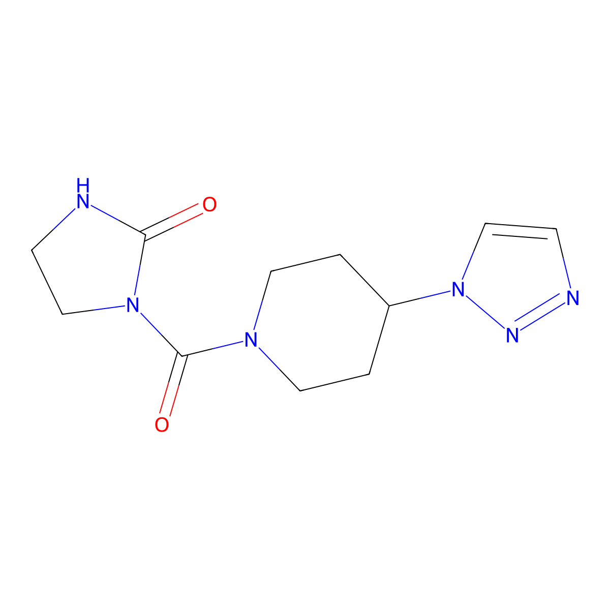 1-[4-(1H-1,2,3-triazol-1-yl)piperidine-1-carbonyl]imidazolidin-2-one molecular structure, CAS 2310222-27-4