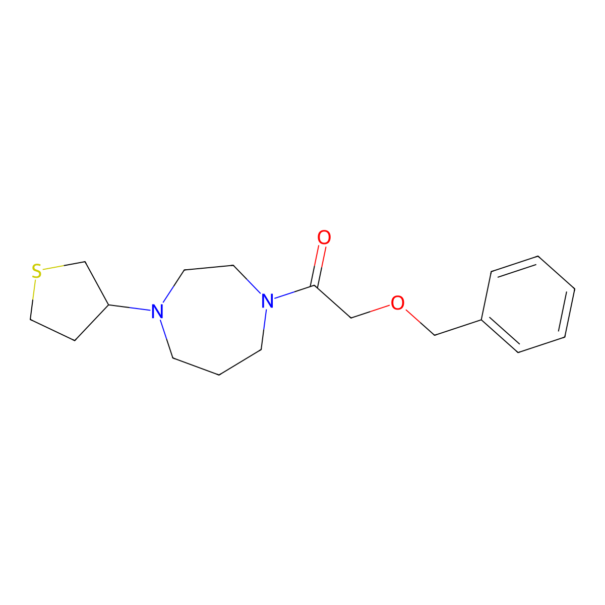 2-(Benzyloxy)-1-(4-(tetrahydrothiophen-3-yl)-1,4-diazepan-1-yl)ethan-1-one molecular structure, CAS 2310222-48-9
