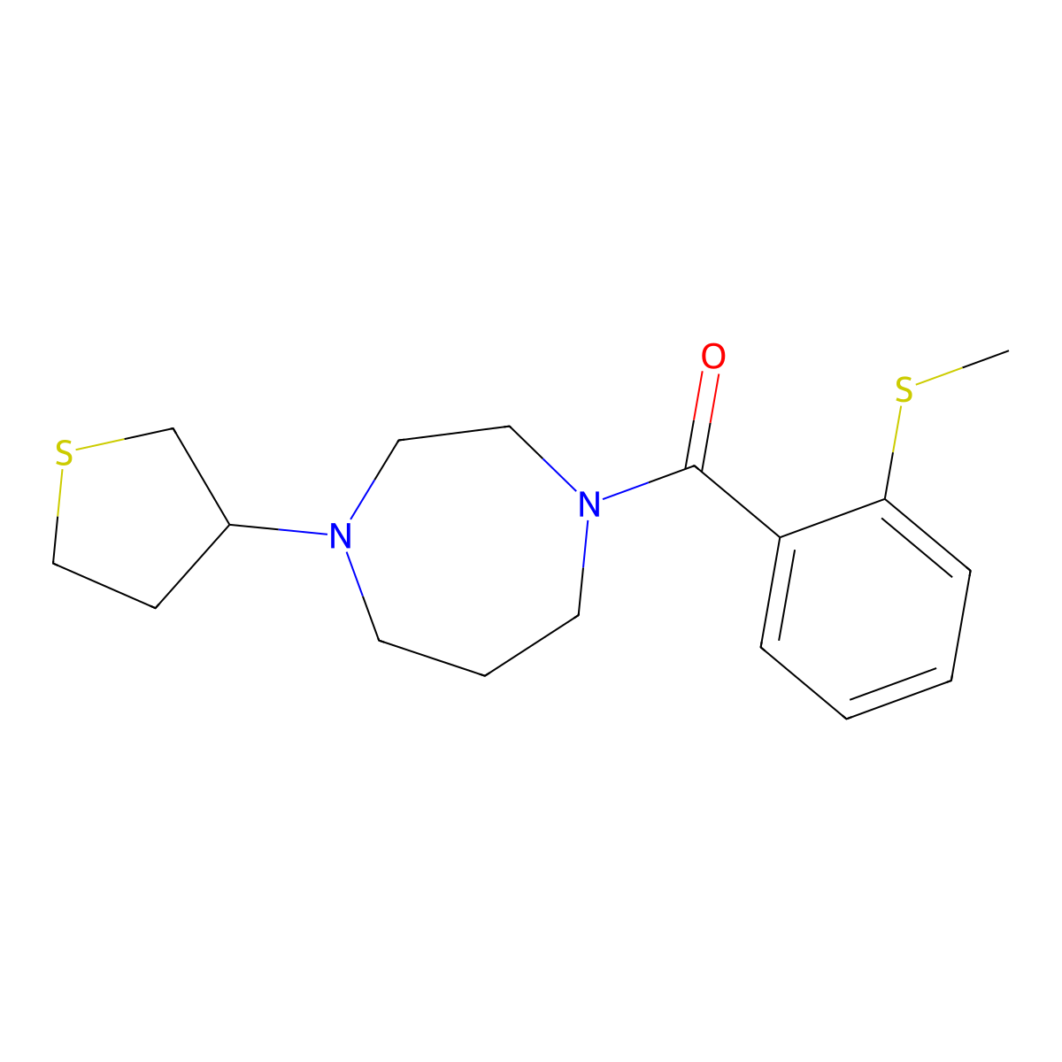 1-[2-(Methylsulfanyl)benzoyl]-4-(thiolan-3-yl)-1,4-diazepane molecular structure, CAS 2310222-60-5