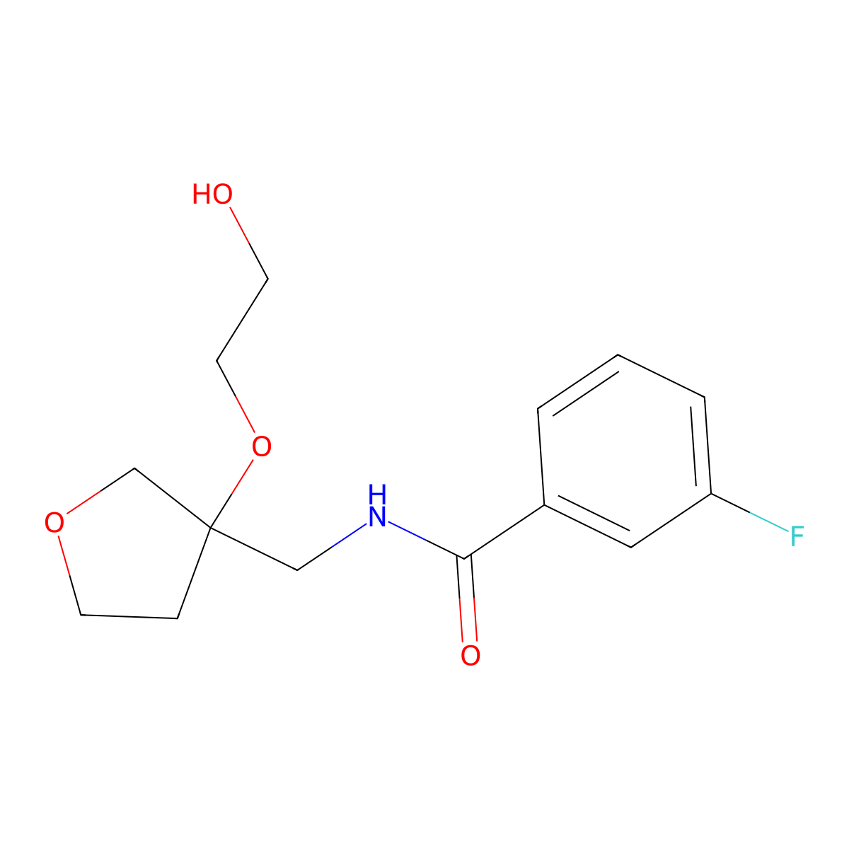 3-fluoro-N-{[3-(2-hydroxyethoxy)oxolan-3-yl]methyl}benzamide molecular structure, CAS 2310223-48-2
