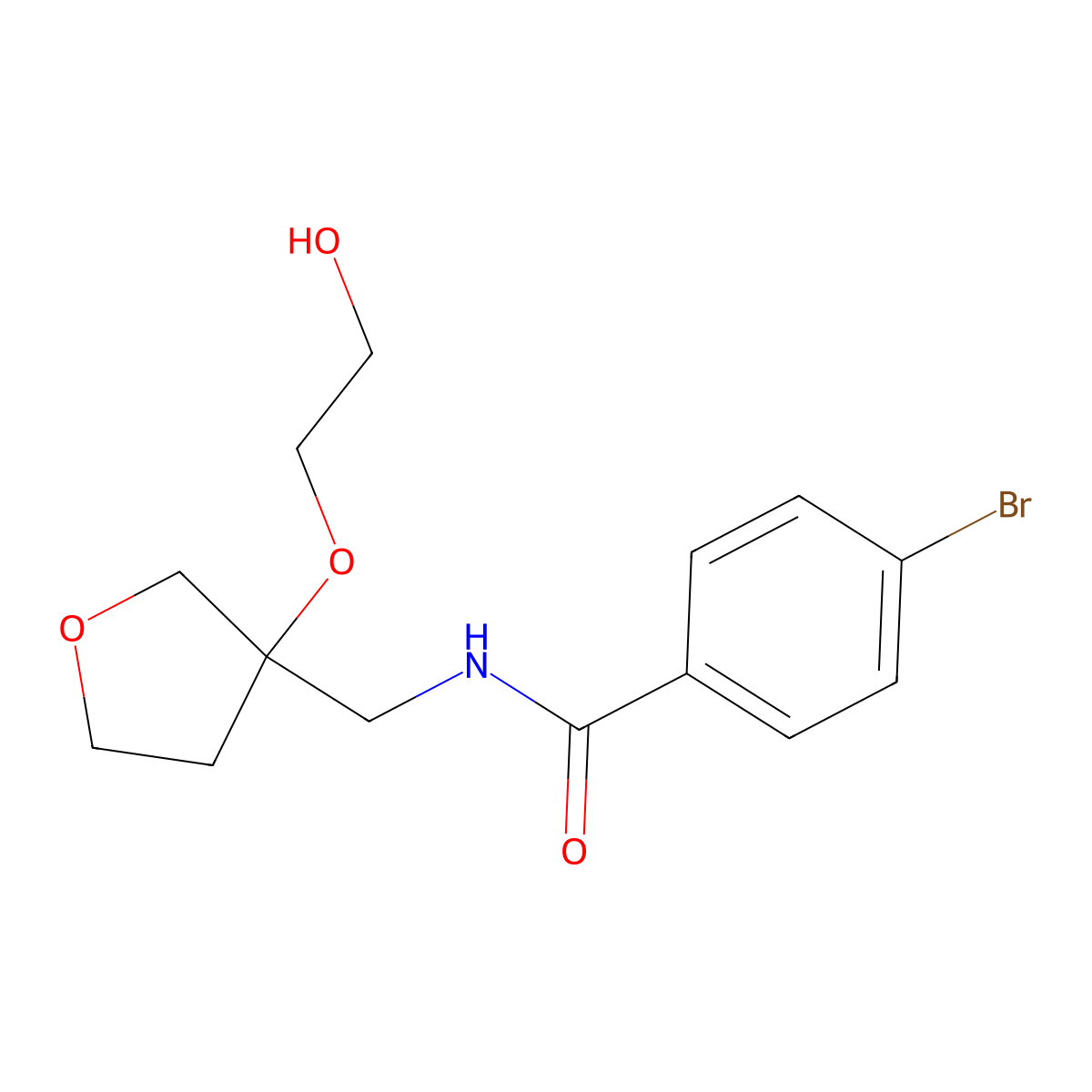4-bromo-N-{[3-(2-hydroxyethoxy)oxolan-3-yl]methyl}benzamide molecular structure, CAS 2310223-60-8