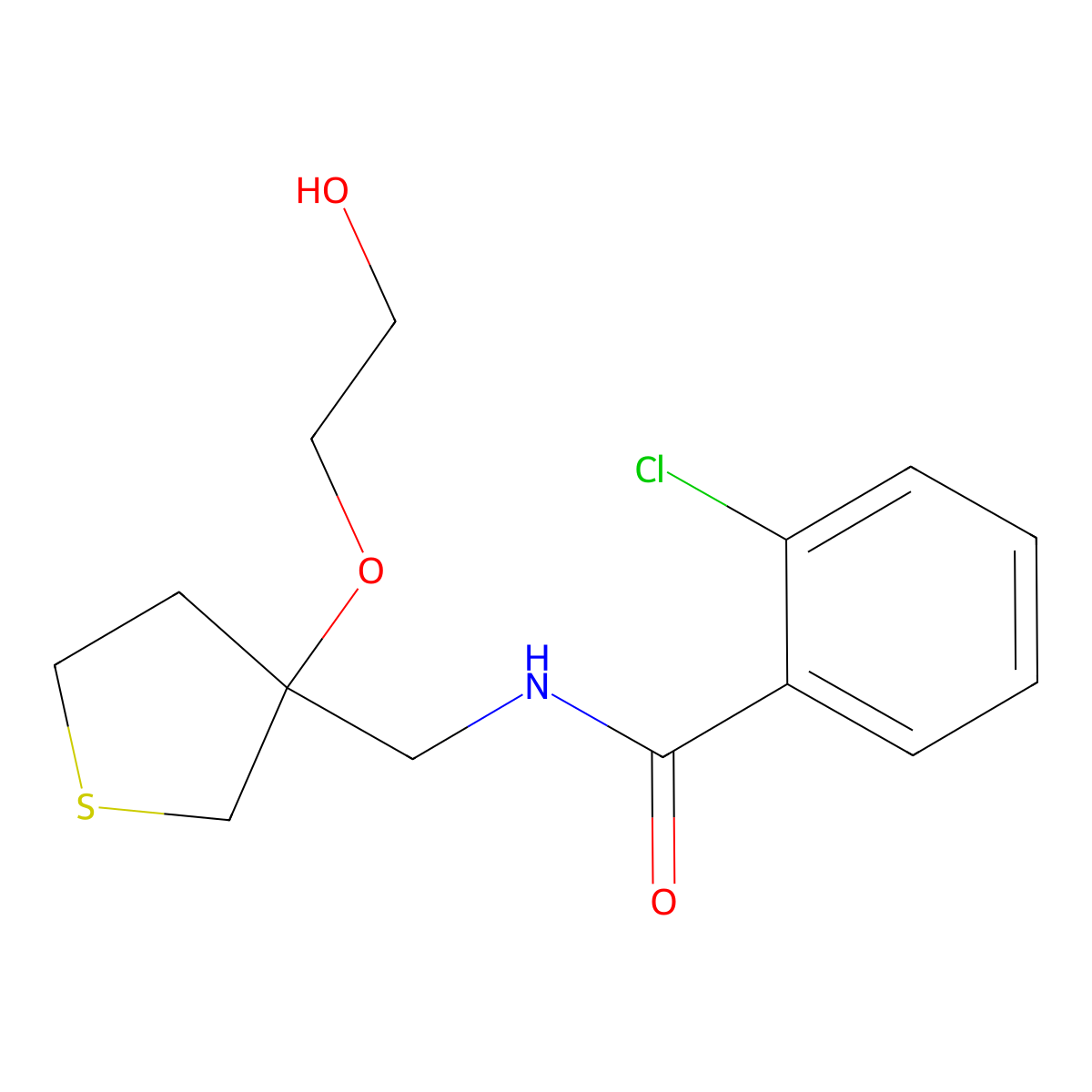2-chloro-N-{[3-(2-hydroxyethoxy)thiolan-3-yl]methyl}benzamide molecular structure, CAS 2310223-73-3
