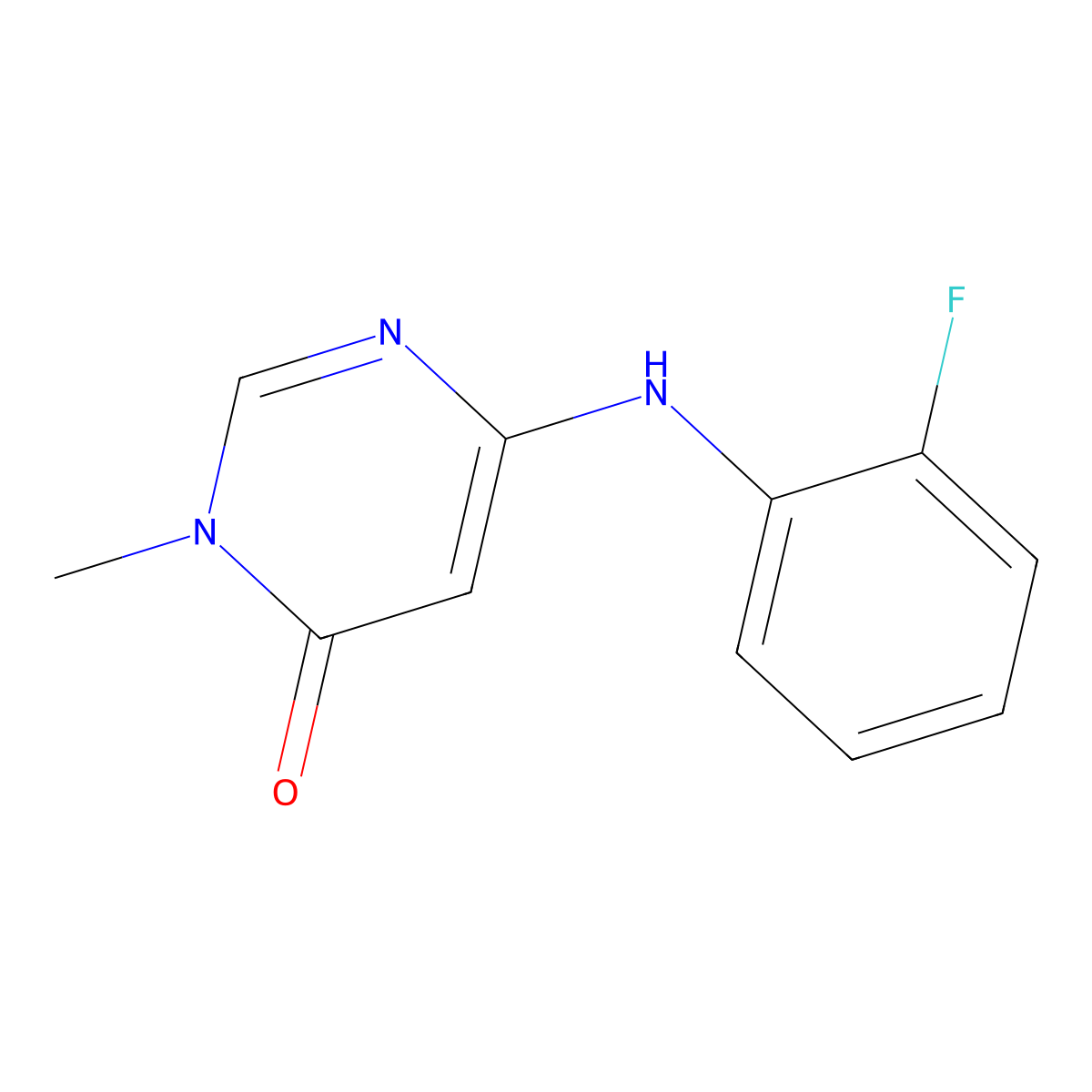 6-((2-fluorophenyl)amino)-3-methylpyrimidin-4(3H)-one molecular structure, CAS 2310224-73-6