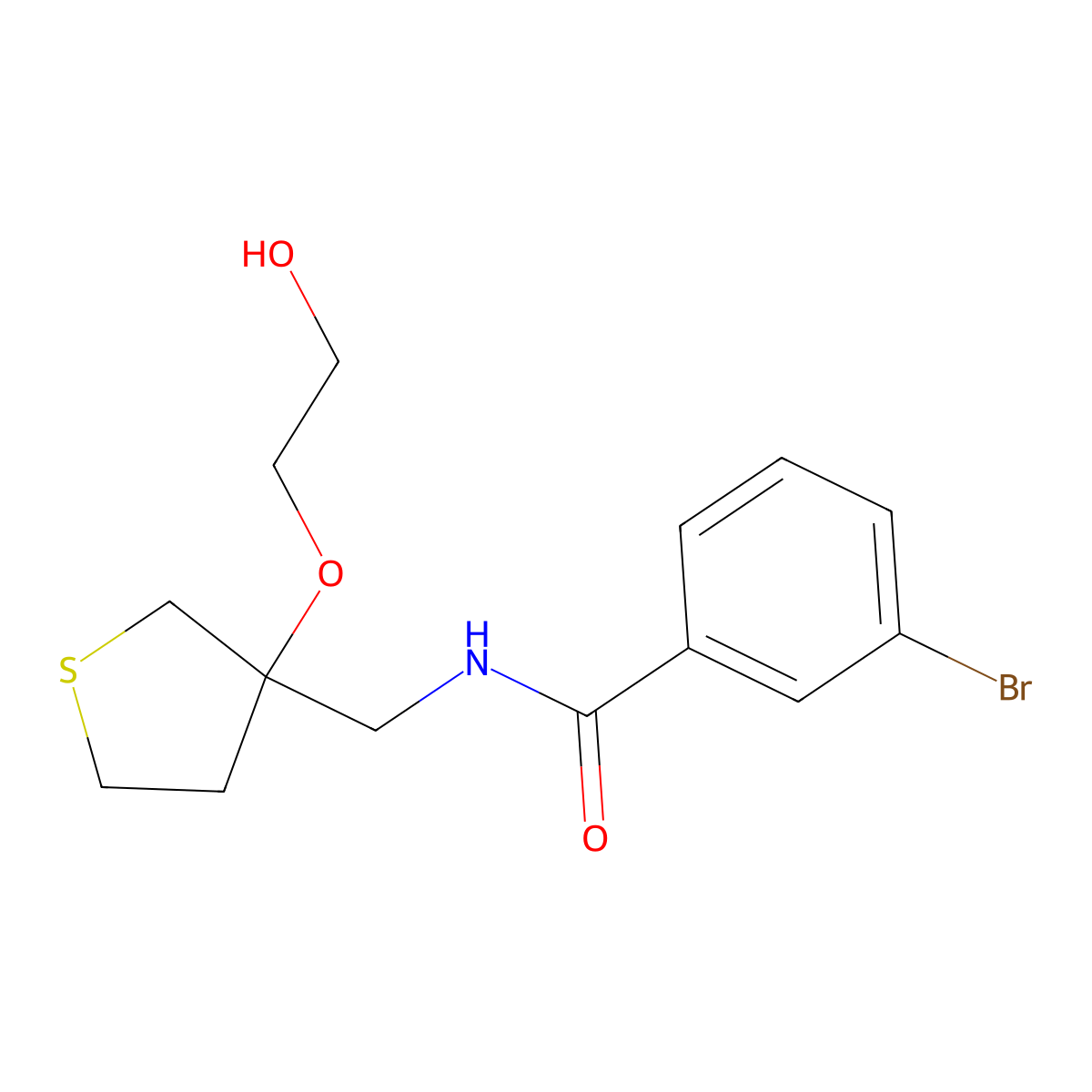 3-bromo-N-{[3-(2-hydroxyethoxy)thiolan-3-yl]methyl}benzamide molecular structure, CAS 2310225-03-5