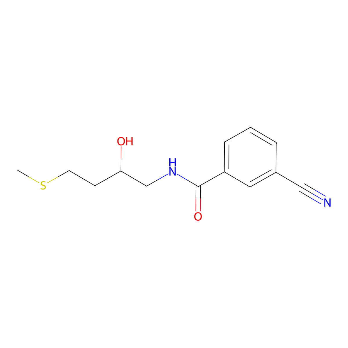 3-cyano-N-[2-hydroxy-4-(methylsulfanyl)butyl]benzamide molecular structure, CAS 2310225-12-6