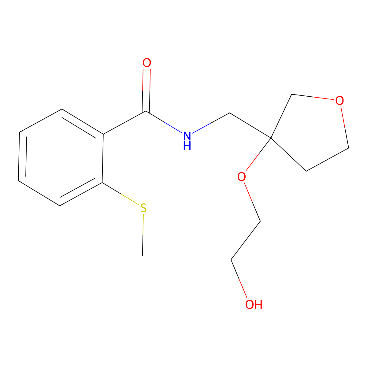N-{[3-(2-hydroxyethoxy)oxolan-3-yl]methyl}-2-(methylsulfanyl)benzamide molecular structure, CAS 2310225-63-7
