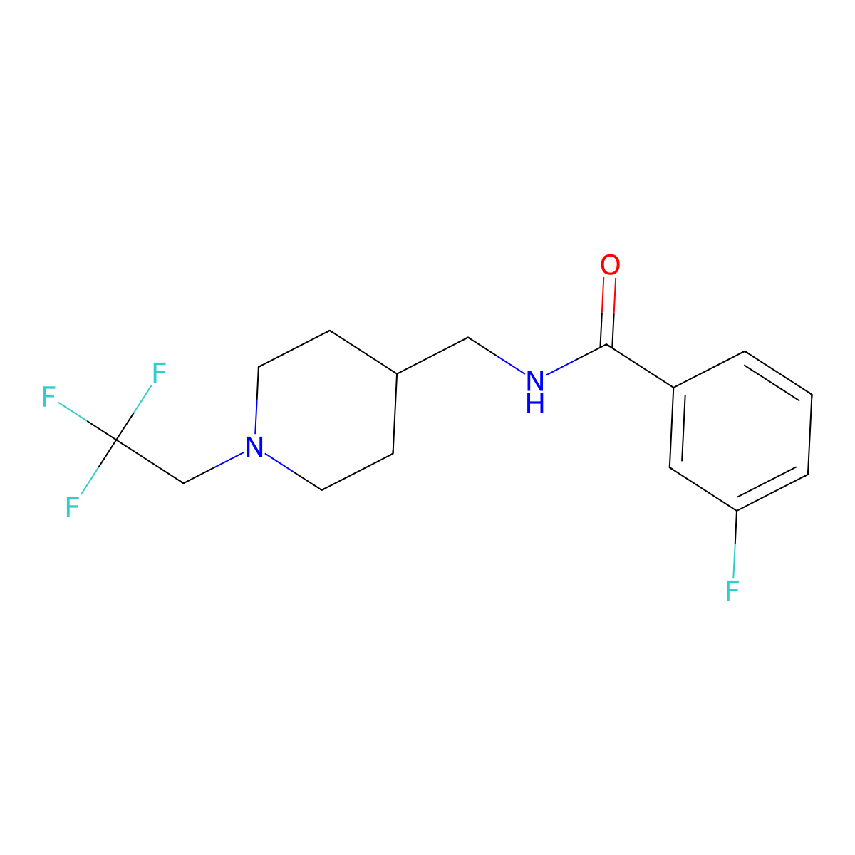 3-fluoro-N-{[1-(2,2,2-trifluoroethyl)piperidin-4-yl]methyl}benzamide molecular structure, CAS 2310225-87-5