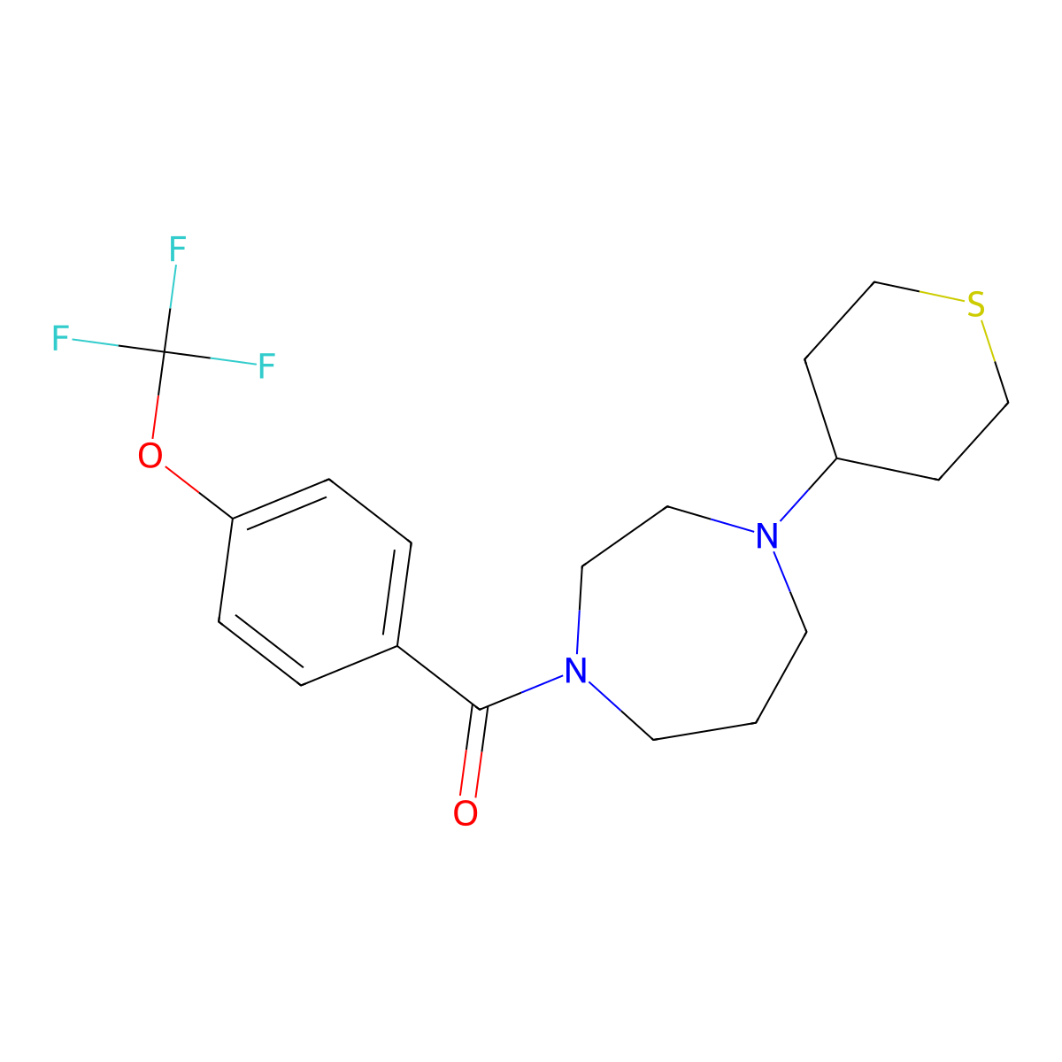 1-(Thian-4-yl)-4-[4-(trifluoromethoxy)benzoyl]-1,4-diazepane molecular structure, CAS 2310226-47-0