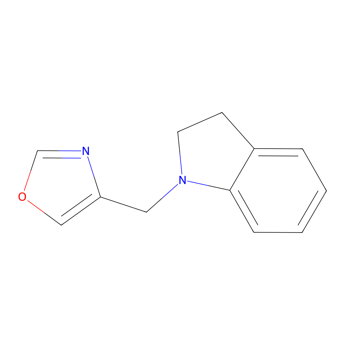1-[(1,3-oxazol-4-yl)methyl]-2,3-dihydro-1H-indole molecular structure, CAS 2310226-54-9