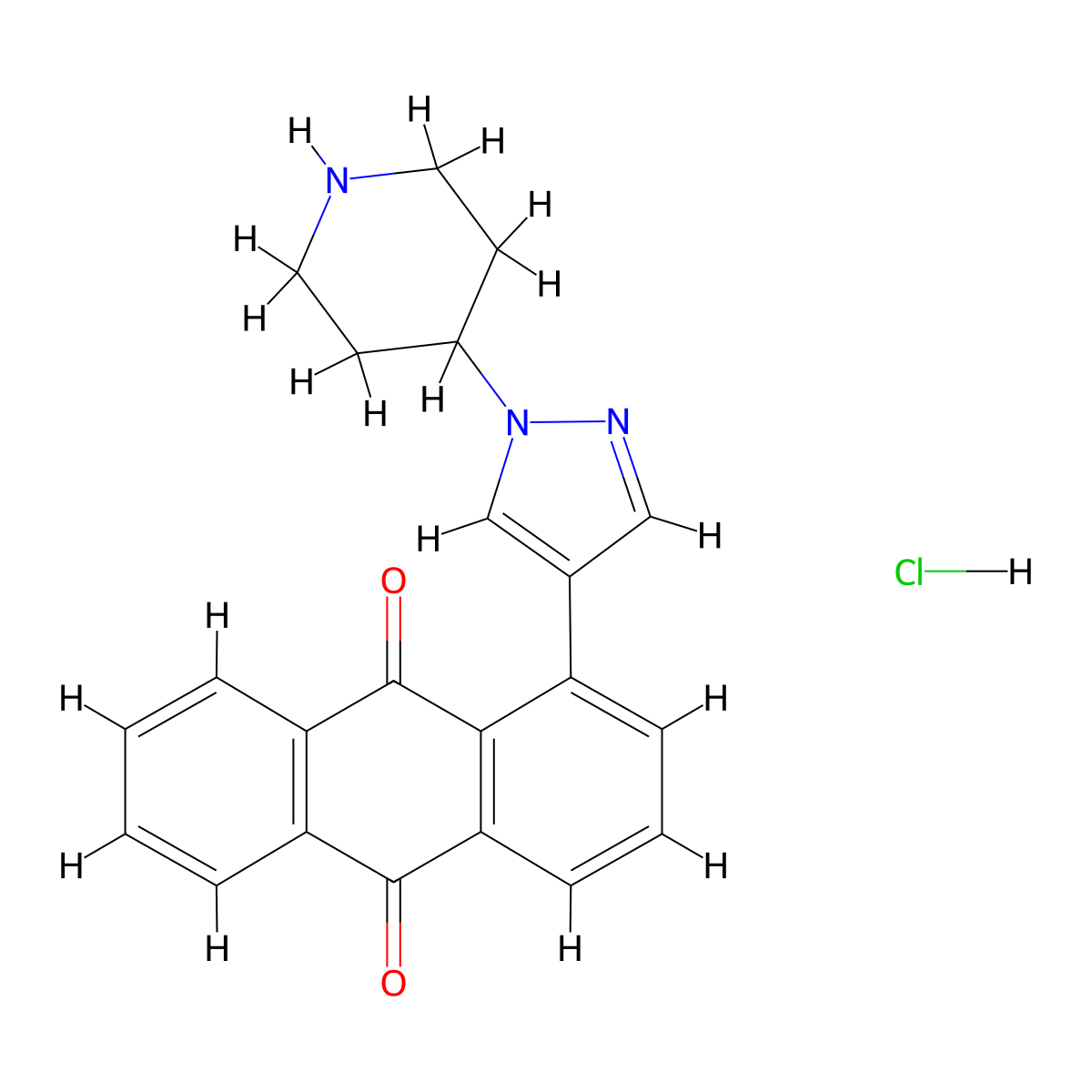 1-(1-(Piperidin-4-yl)-1H-pyrazol-4-yl)anthracene-9,10-dione hydrochloride molecular structure, CAS 2310262-11-2