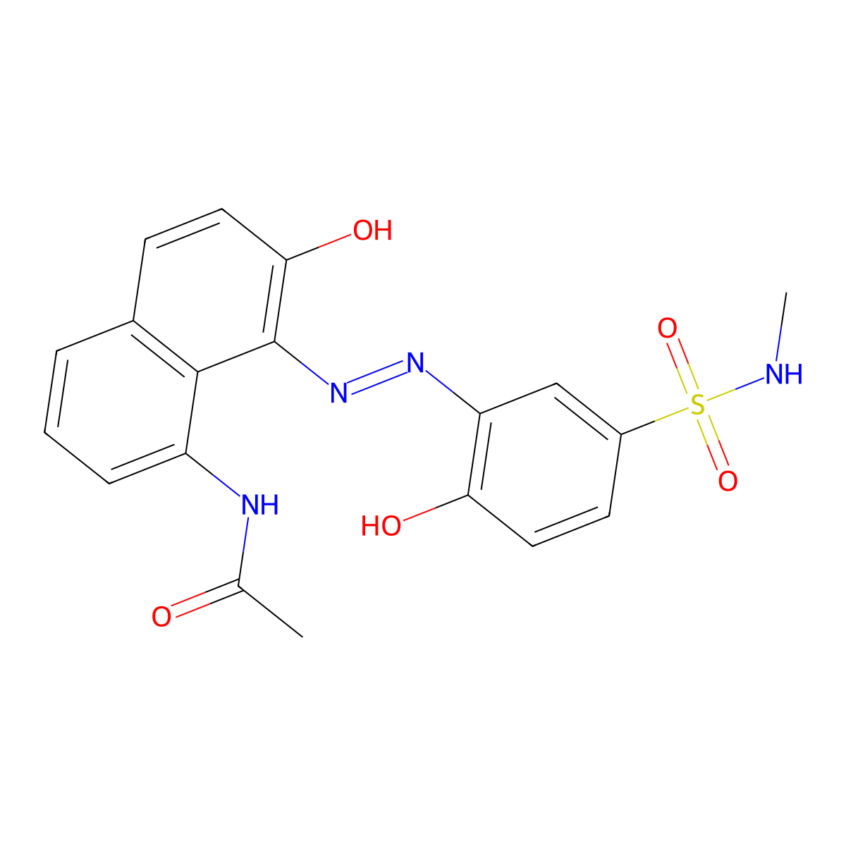 Acetamide, N-[7-hydroxy-8-[2-[2-hydroxy-5-[(methylamino)sulfonyl]phenyl]diazenyl]-1-naphthalenyl]- molecular structure, CAS 23104-75-8