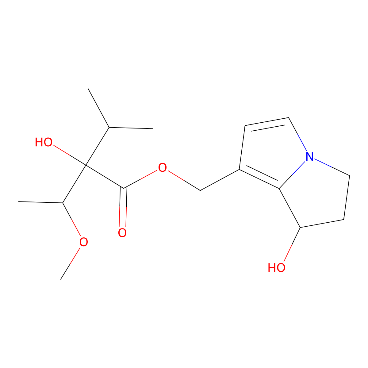(1-Hydroxy-2,3-dihydro-1H-pyrrolizin-7-yl)methyl 2-hydroxy-2-(1-methoxyethyl)-3-methylbutanoate molecular structure, CAS 23107-11-1