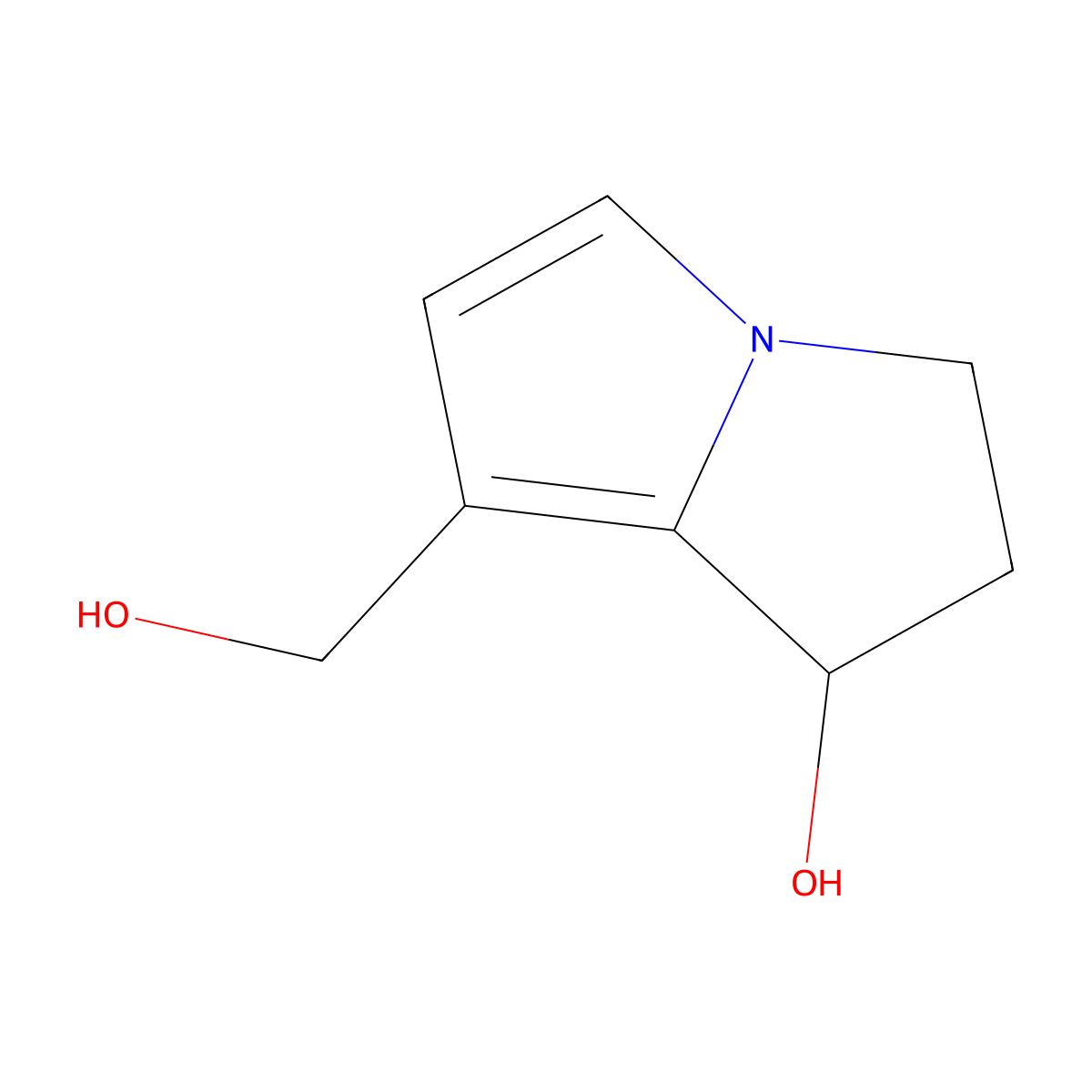(1R)-2,3-Dihydro-1-hydroxy-1H-pyrrolizine-7-methanol molecular structure, CAS 23107-12-2