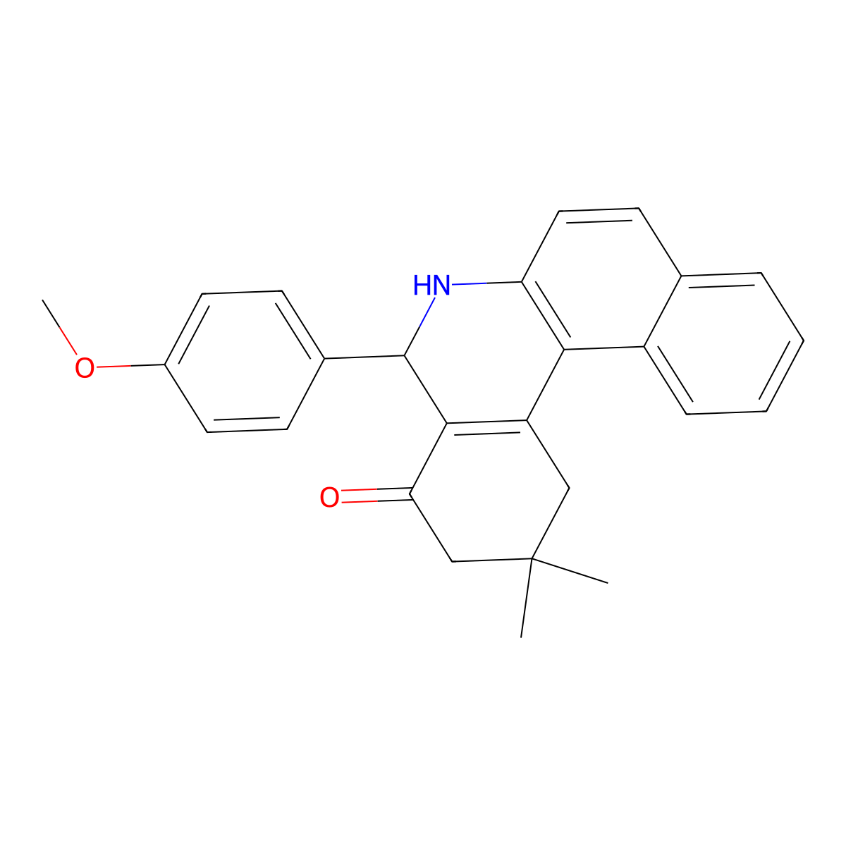 5-(4-methoxyphenyl)-2,2-dimethyl-2,3,5,6-tetrahydrobenzo[a]phenanthridin-4(1H)-one molecular structure, CAS 23107-66-6