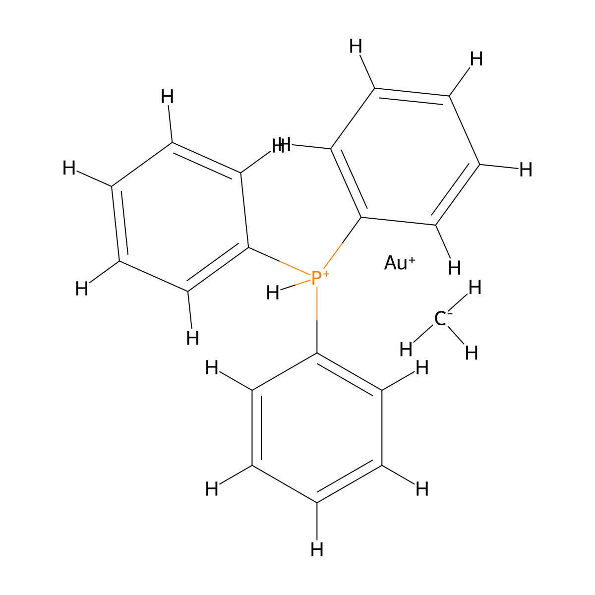 Methyl(triphenylphosphine)gold(I) molecular structure, CAS 23108-72-7