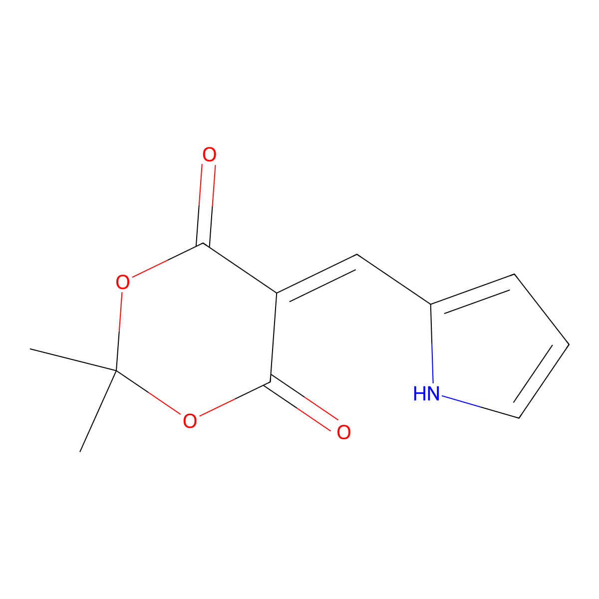 2,2-Dimethyl-5-(1H-pyrrol-2-ylmethylene)-1,3-dioxane-4,6-dione molecular structure, CAS 23111-03-7