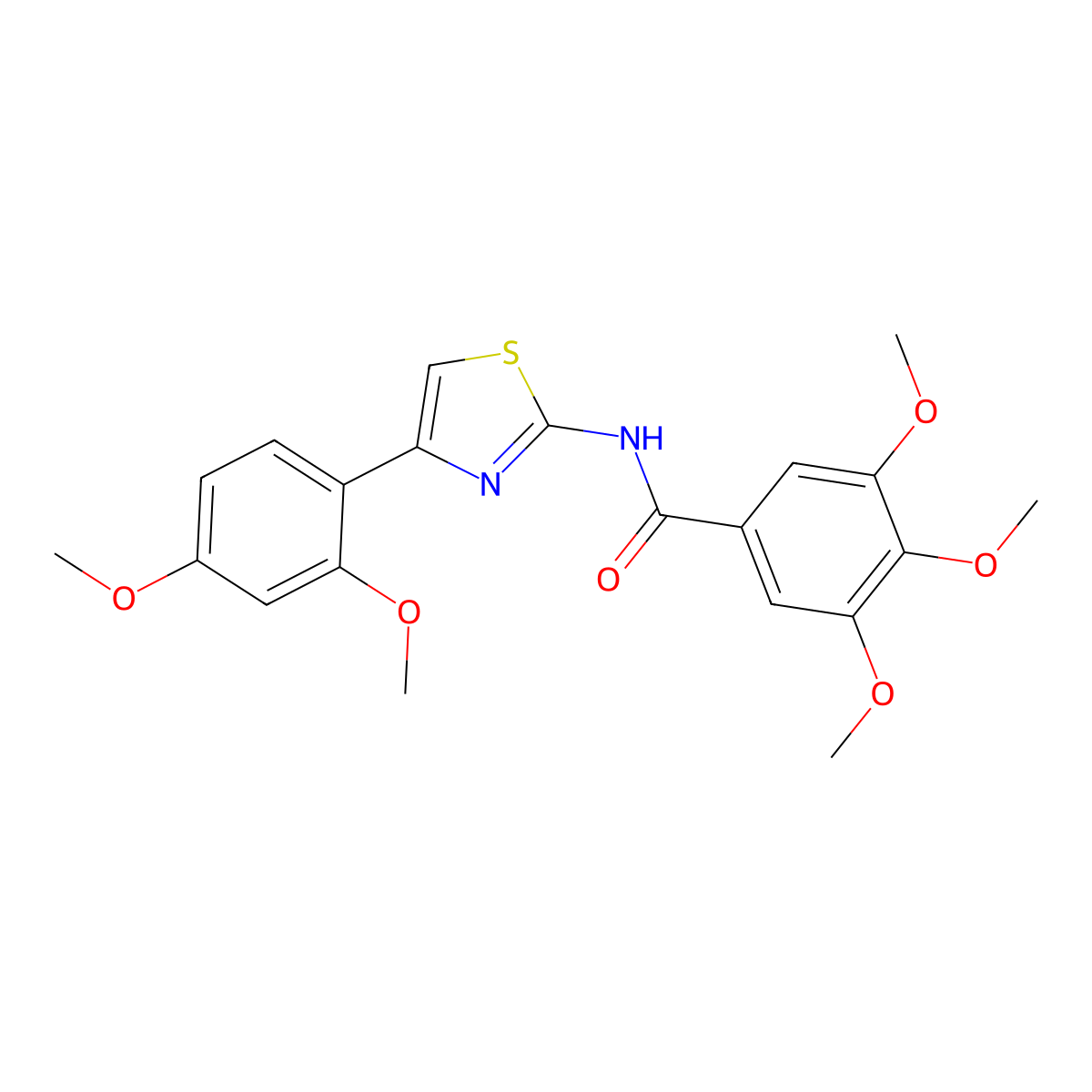 N-[4-(2,4-dimethoxyphenyl)-1,3-thiazol-2-yl]-3,4,5-trimethoxybenzamide molecular structure, CAS 23111-16-2
