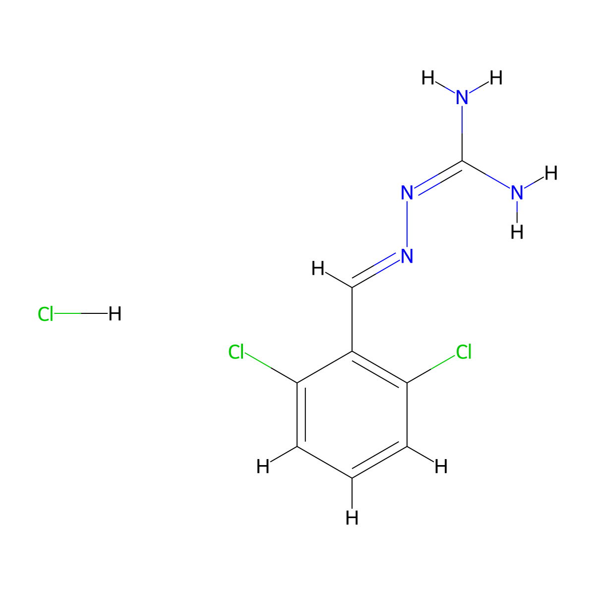Guanabenz hydrochloride molecular structure, CAS 23113-43-1