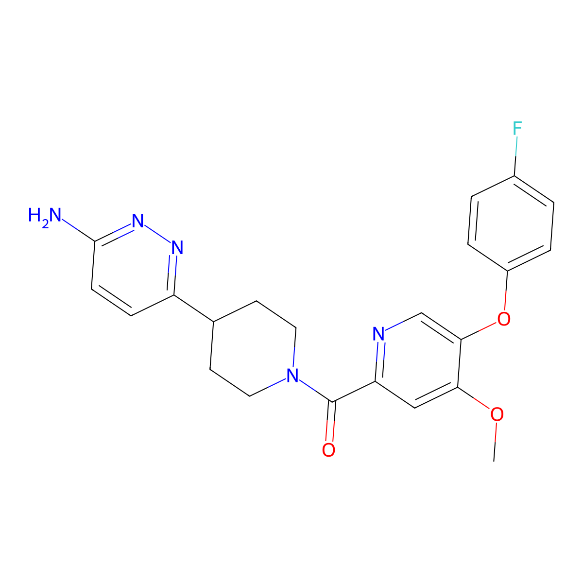 (4-(6-Amino-3-pyridazinyl)-1-piperidinyl)(5-(4-fluorophenoxy)-4-methoxy-2-pyridinyl)methanone molecular structure, CAS 2311863-36-0