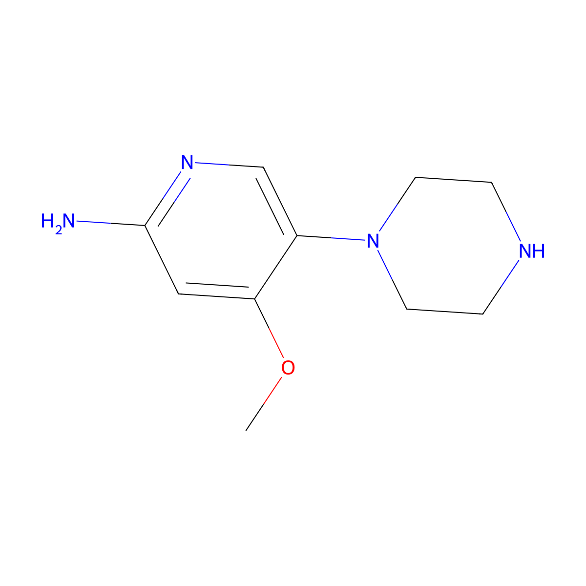 4-Methoxy-5-(piperazin-1-yl)pyridin-2-amine molecular structure, CAS 2311864-26-1