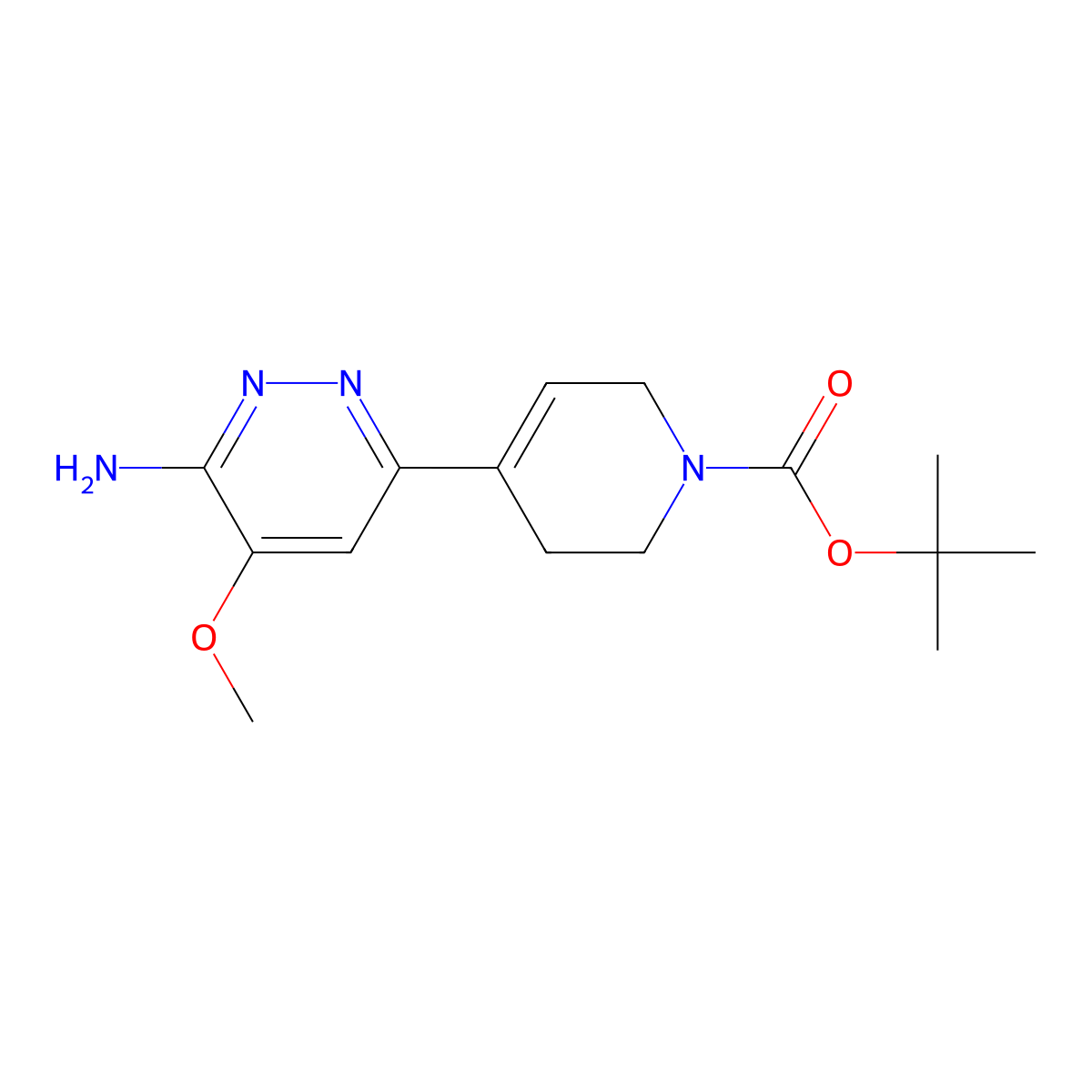tert-butyl 4-(6-amino-5-methoxypyridazin-3-yl)-3,6-dihydropyridine-1(2H)-carboxylate molecular structure, CAS 2311864-42-1