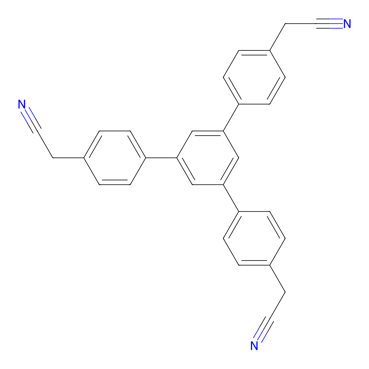 2,2'-(5'-(4-(Cyanomethyl)phenyl)-[1,1':3',1''-terphenyl]-4,4''-diyl)diacetonitrile molecular structure, CAS 2311888-44-3