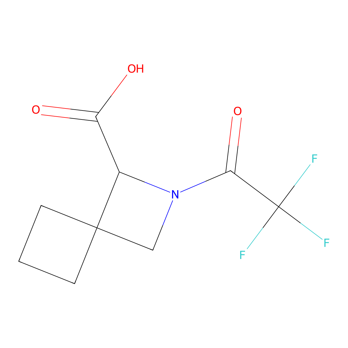 2-(2,2,2-Trifluoroacetyl)-2-azaspiro[3.3]heptane-1-carboxylic acid molecular structure, CAS 2311918-58-6