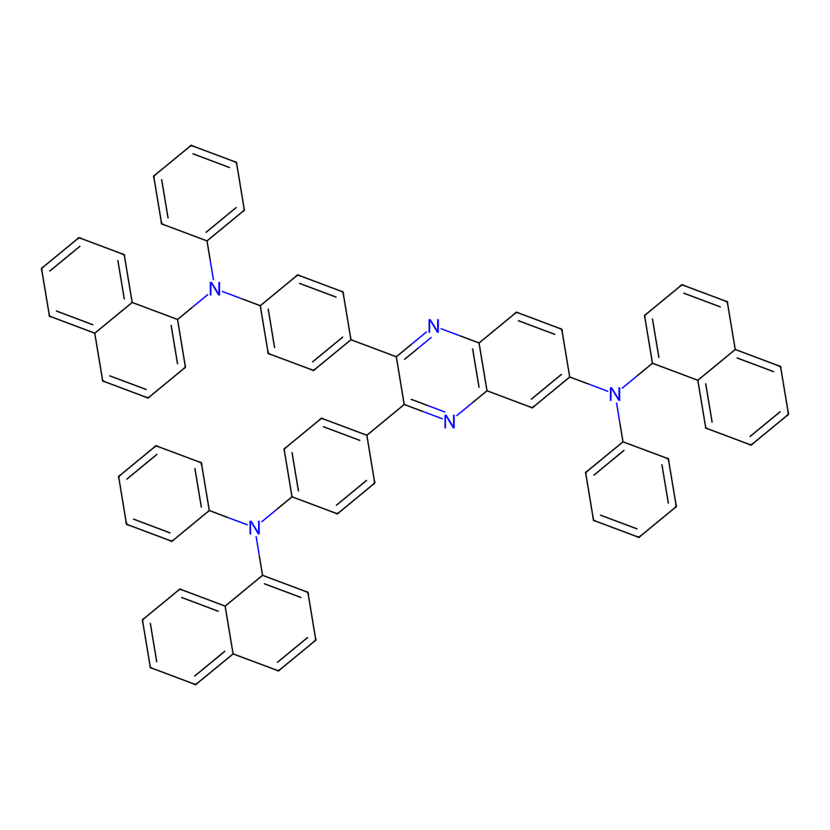 N-(naphthalen-1-yl)-2,3-bis({4-[(naphthalen-1-yl)(phenyl)amino]phenyl})-N-phenylquinoxalin-6-amine molecular structure, CAS 2311925-73-0