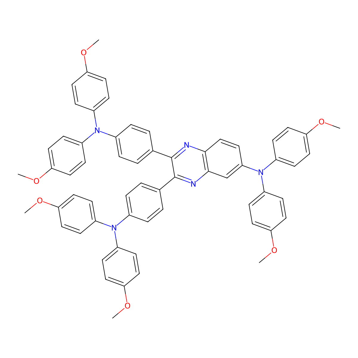 2,3-bis({4-[bis(4-methoxyphenyl)amino]phenyl})-N,N-bis(4-methoxyphenyl)quinoxalin-6-amine molecular structure, CAS 2311925-74-1
