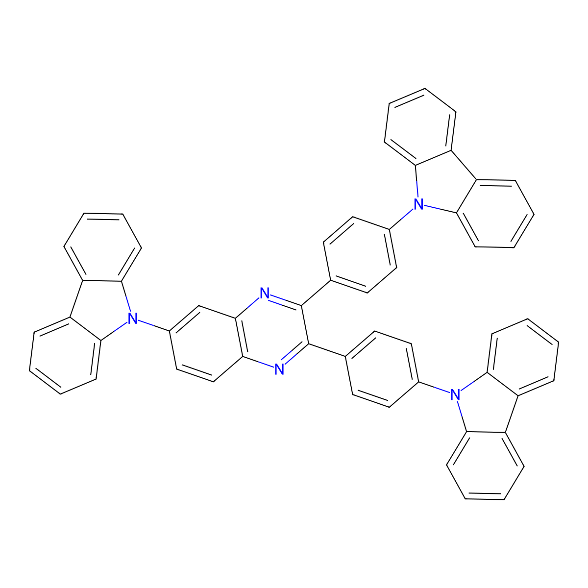 9,9'-((6-(9H-Carbazol-9-yl)quinoxaline-2,3-diyl)bis(4,1-phenylene))bis(9H-carbazole) molecular structure, CAS 2311925-76-3