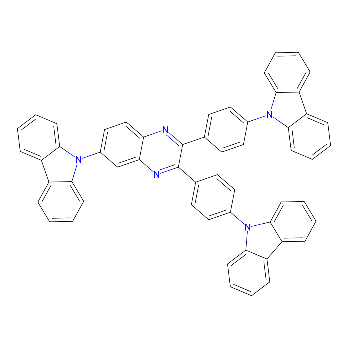 9,9'-((6-(9H-Carbazol-9-yl)quinoxaline-2,3-diyl)bis(4,1-phenylene))bis(9H-carbazole) molecular structure, CAS 2311925-76-3