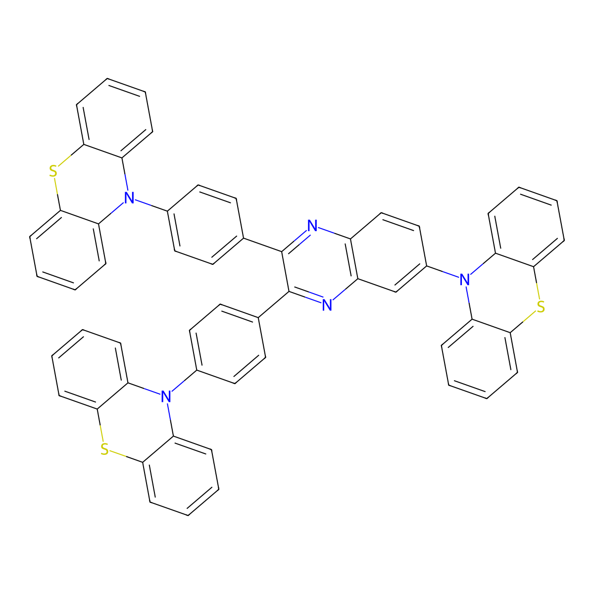 10-[2,3-Bis(4-phenothiazin-10-ylphenyl)quinoxalin-6-yl]phenothiazine molecular structure, CAS 2311925-77-4
