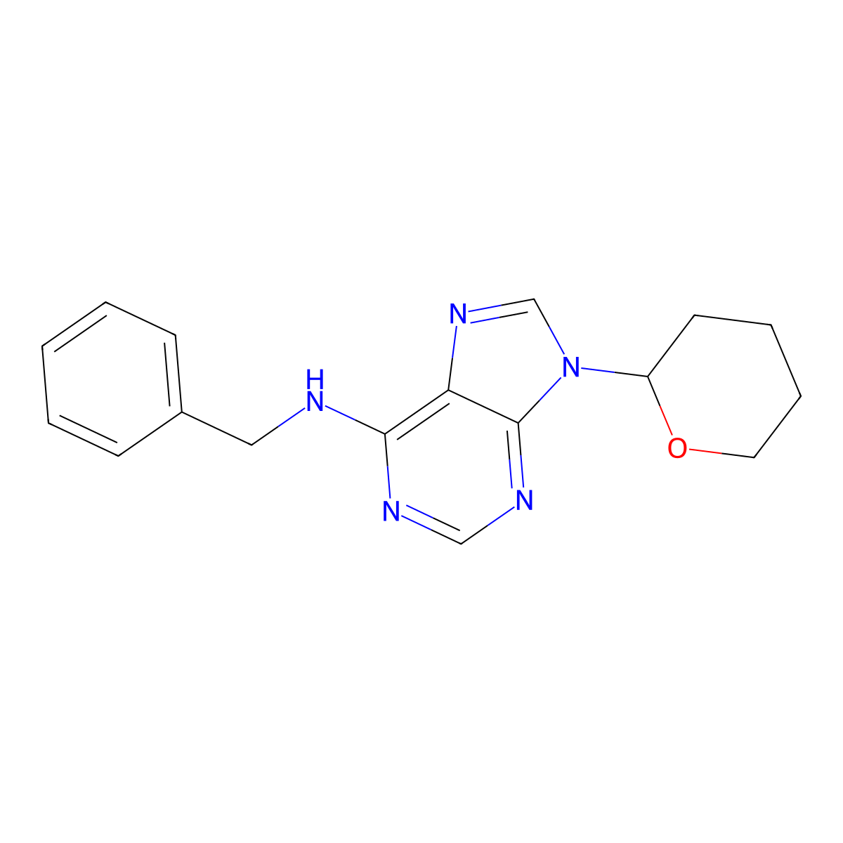 6-benzylamino-9-(2-tetrahydropyranyl)-9H-purine molecular structure, CAS 2312-73-4