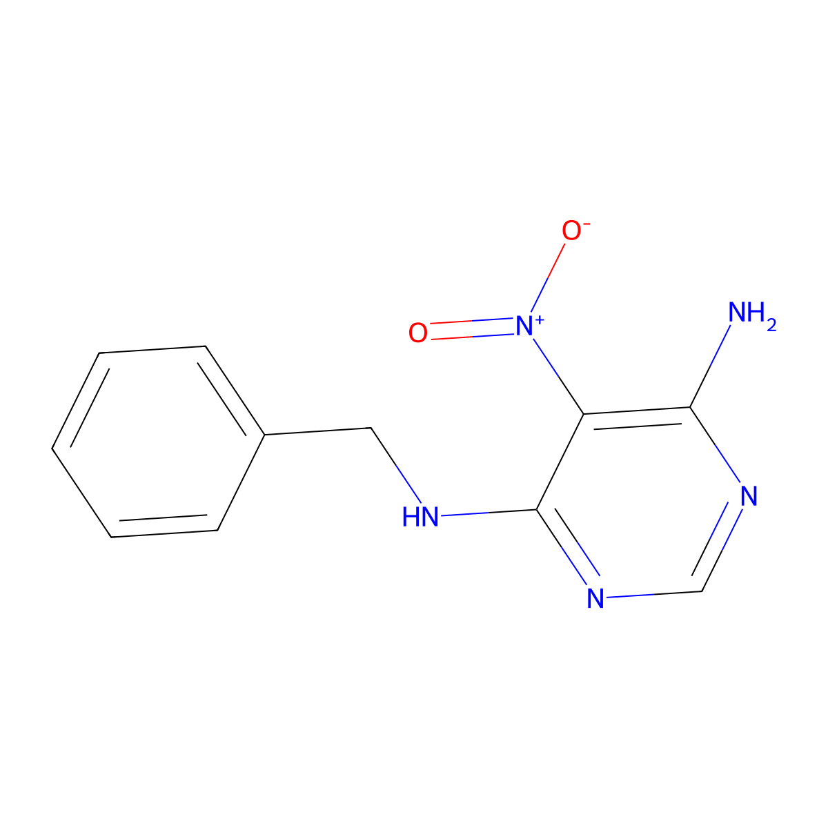 4-Amino-6-(benzylamino)-5-nitropyrimidine molecular structure, CAS 23120-18-5