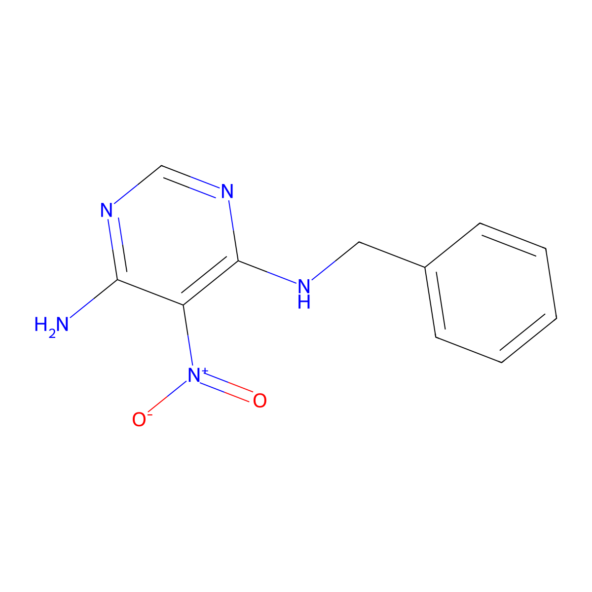4-Amino-6-(benzylamino)-5-nitropyrimidine molecular structure, CAS 23120-18-5