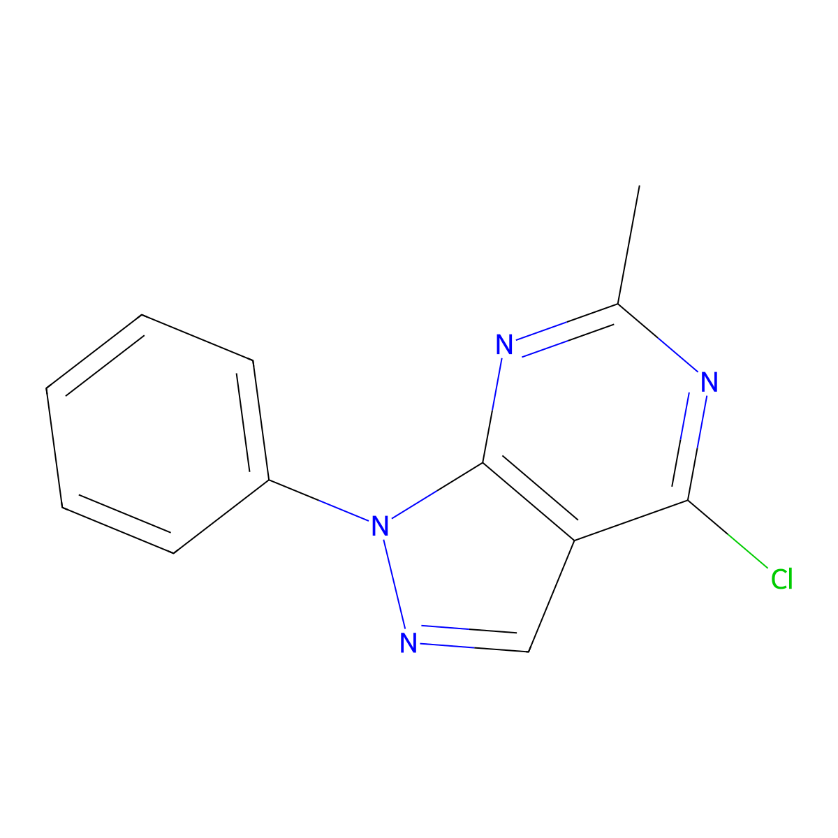 4-chloro-6-methyl-1-phenyl-1H-pyrazolo[3,4-d]pyrimidine molecular structure, CAS 23121-14-4