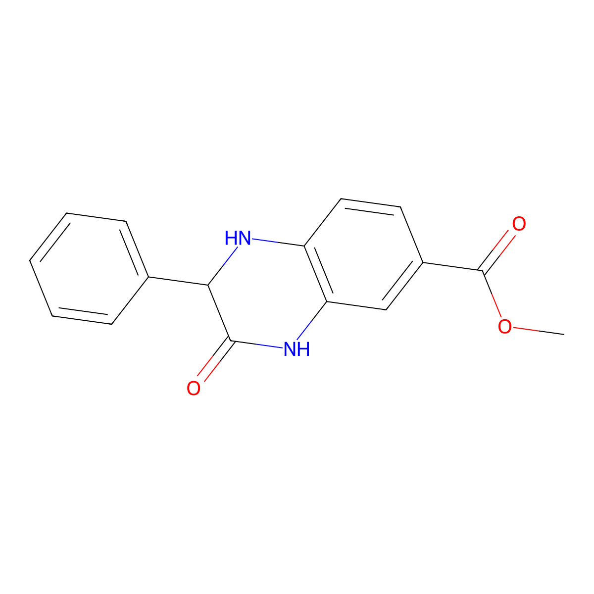 Methyl 3-oxo-2-phenyl-1,2,3,4-tetrahydroquinoxaline-6-carboxylate molecular structure, CAS 23121-25-7