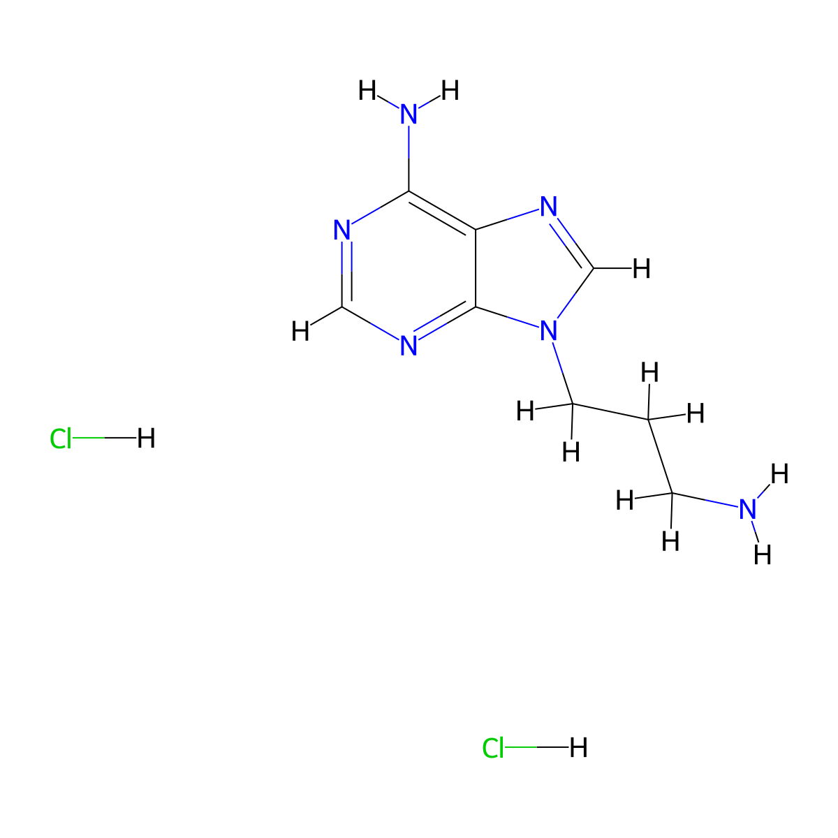 9-(3-aminopropyl)-9H-purin-6-amine dihydrochloride molecular structure, CAS 23124-11-0