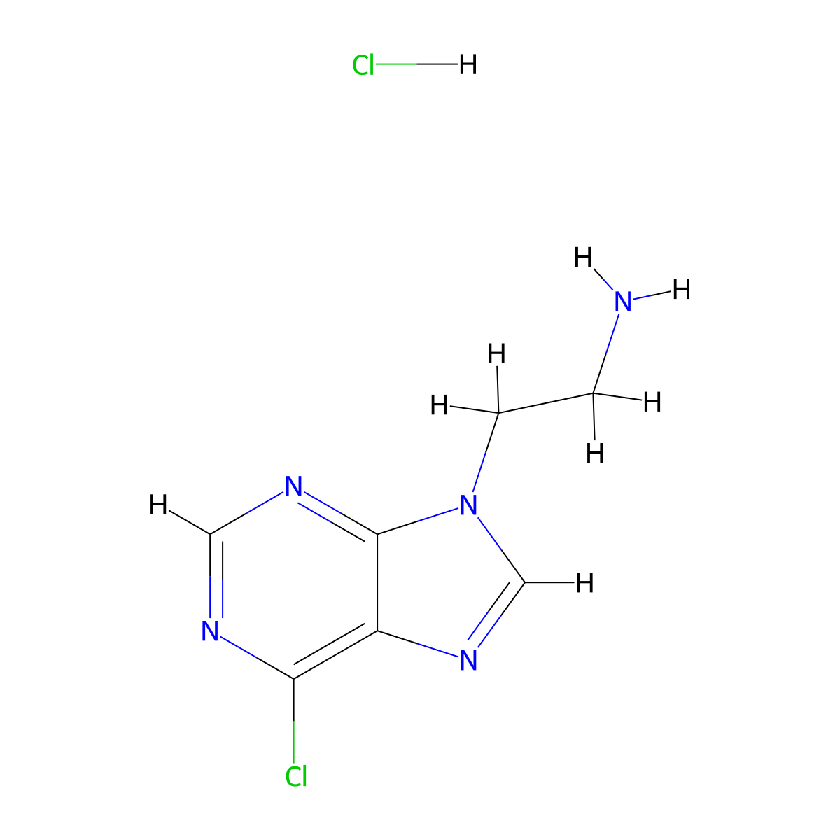 2-(6-chloro-9H-purin-9-yl)ethan-1-amine hydrochloride molecular structure, CAS 23124-13-2