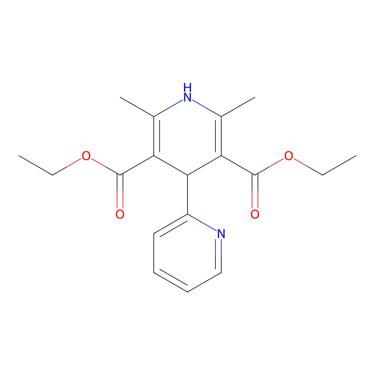 3',5'-Diethyl 1',4'-dihydro-2',6'-dimethyl(2,4'-bipyridine)-3',5'-dicarboxylate molecular structure, CAS 23125-28-2