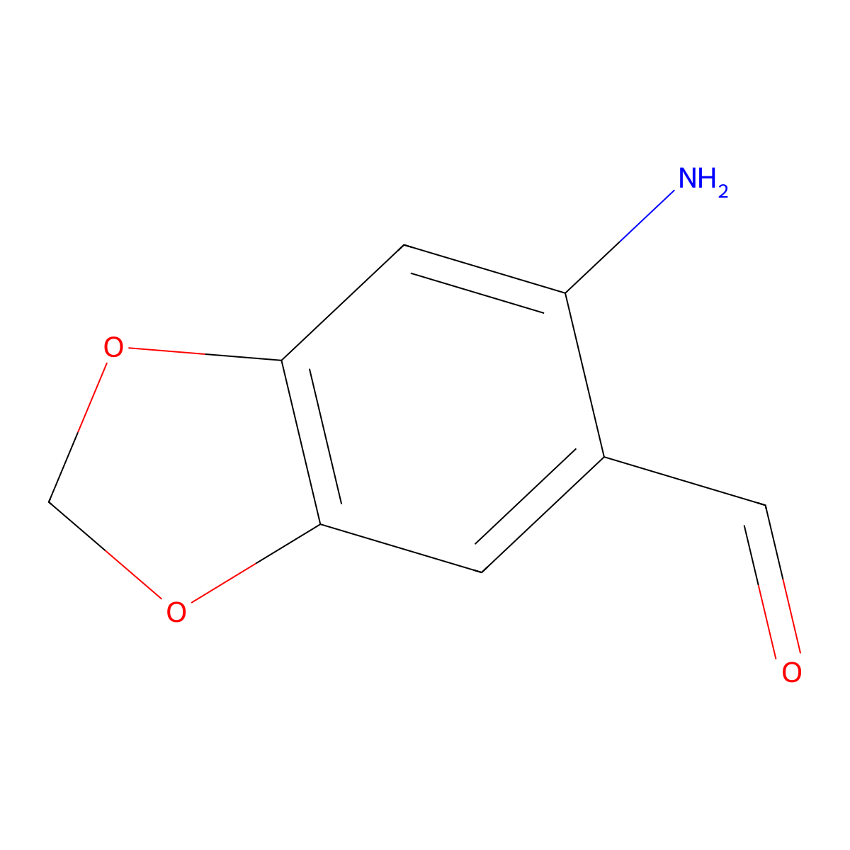 6-Amino-1,3-benzodioxole-5-carbaldehyde molecular structure, CAS 23126-68-3