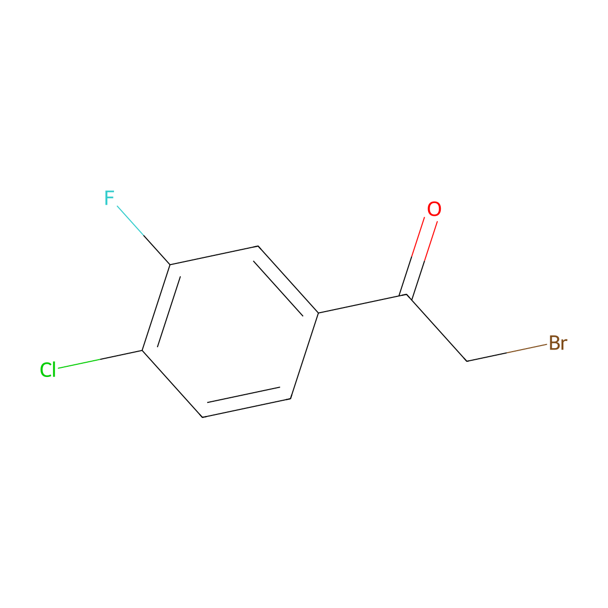 2-Bromo-1-(4-chloro-3-fluorophenyl)ethanone molecular structure, CAS 231297-62-4