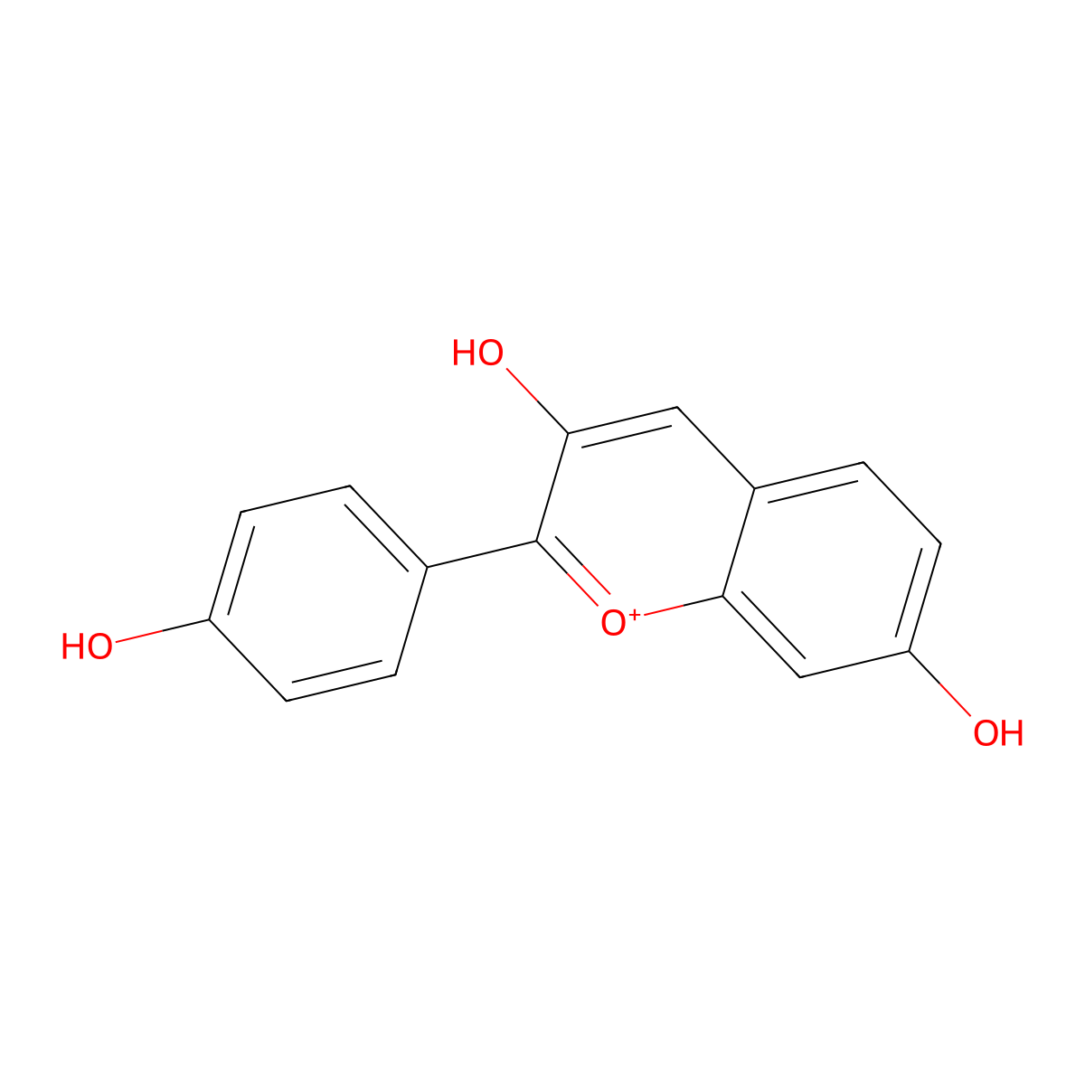 3,4',7-Trihydroxyflavylium molecular structure, CAS 23130-31-6