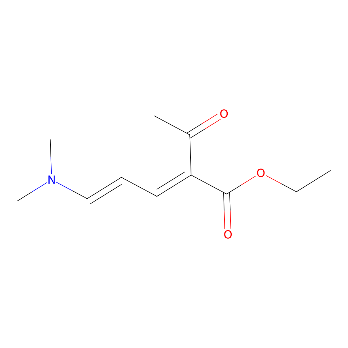 2,4-Pentadienoic acid, 2-acetyl-5-(dimethylamino)-, ethyl ester molecular structure, CAS 23130-34-9